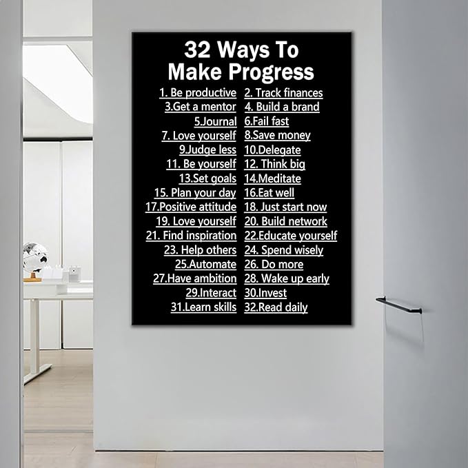 Motivational Office Poster Canvas Wall Art Success Inspirational Inspiring Quotes Picture Painting Wall Decor Artwork for Modern Home Living Room School Hallway Stretched and Framed [30''W X 40''H]