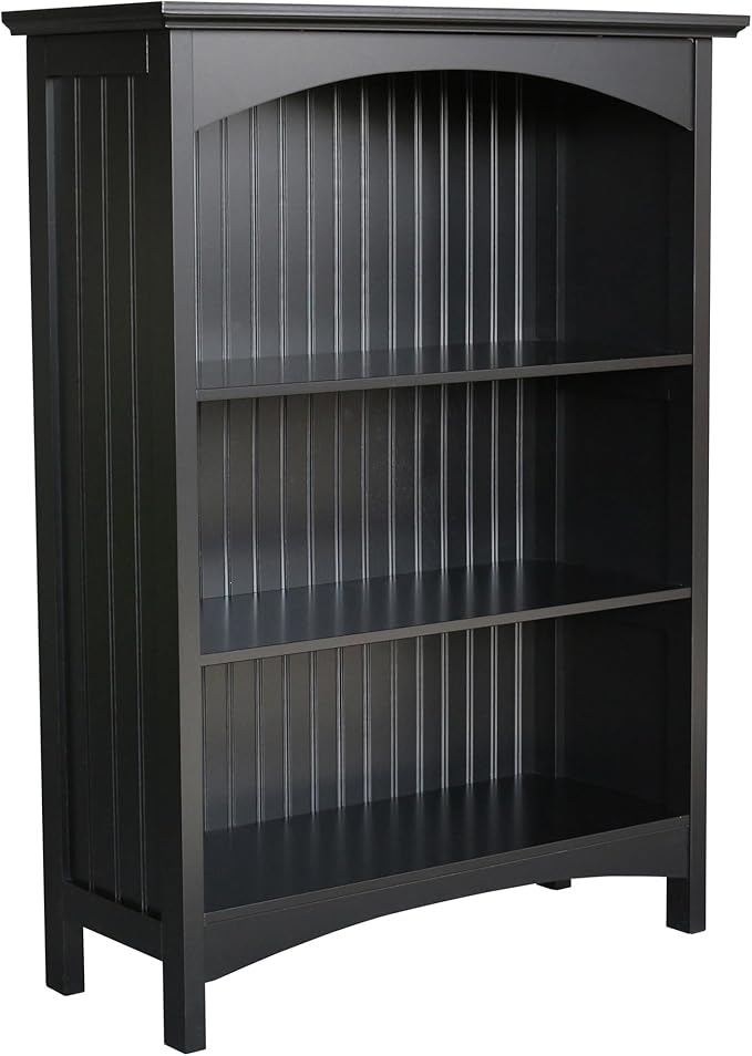eHemco 3 Tier Bookcase with 2 Arched Supports, 40 Inches, Black