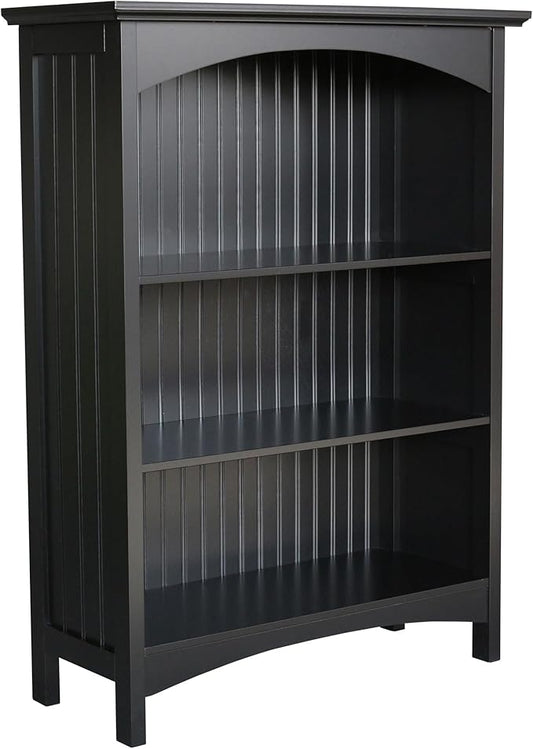 eHemco 3 Tier Bookcase with 2 Arched Supports, 40 Inches, Black