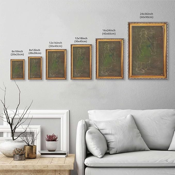 Framed Abstract Worker Sketch Poster Canvas Print Art Vintage Rustic Painting Wall Art Pictures Wall Decor Elegant Home Decoration for Office Living Room (Retro Framed,12L x16W)