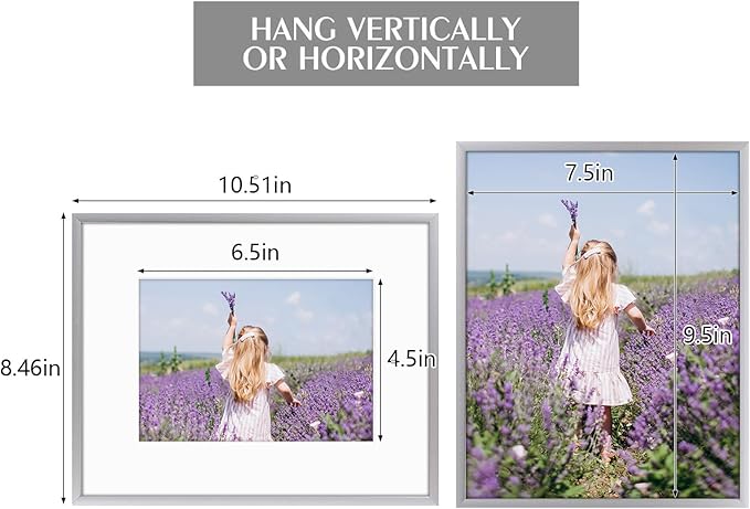 Golden State Art, Gallery Wall Frame Set of 6 - Silver 8x10 Aluminum Photo Frames with Mat for 5x7 Pictures - 8 x 10 inch Metal Frame with Real Glass Cover - Elegant Home or Office Decor