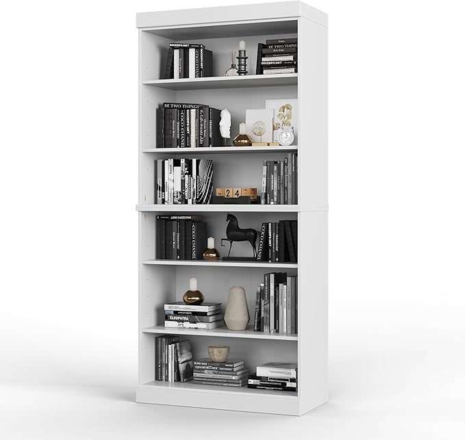 Palace Imports Solid Wood Bookcase - Stackable Modular 6 Tier Bookshelf - 71.5" Tall x 32" Wide - White Book Shelf, Open Display Shelf for Living Room, Office, 100% Eco-Friendly Wood, Made in Brazil
