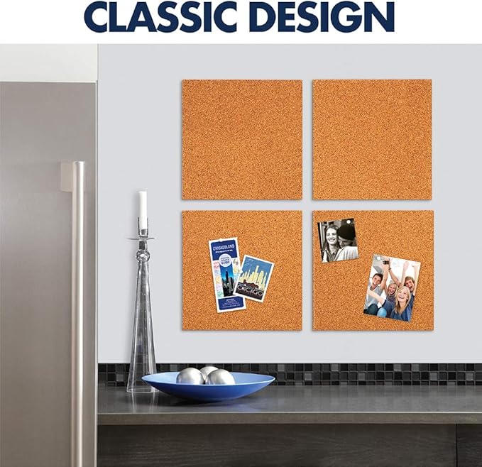 Quartet Cork Tiles, Bulletin Board Cork Panels 12" x 12" x 3/16", Natural, (102) 4 Count (Pack of 6)