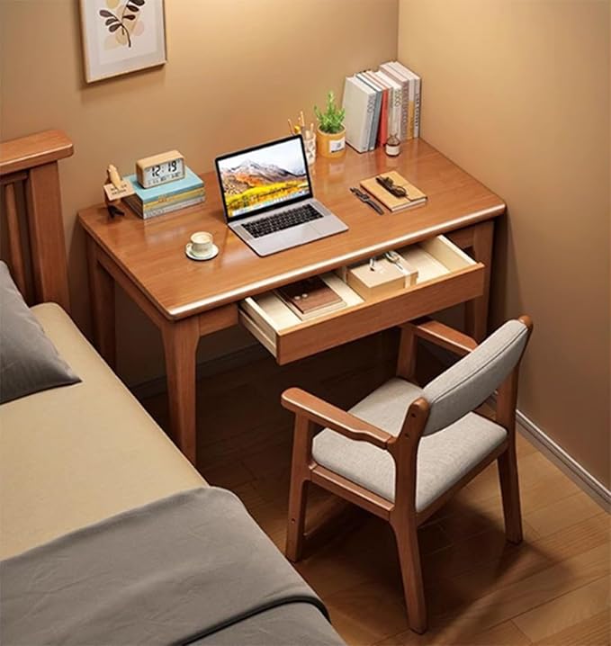 Writing Study Computer Desks with Drawer,Farmhouse Executive Desk with Storage,Modern Wood Home Office Desk for Study, Living Room, Bedroom,B,80 * 40cm