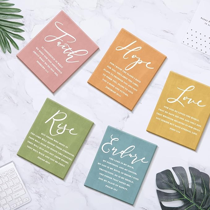 CHDITB Faith Hope Love Bible Verse Wall Art, Set Of 6 Prints Religious Prayer Wall Art, Scripture Quote Canvas Painting, 8x10 Inches Bible Saying Artwork Christian Art Prints For Living Room Bedroom