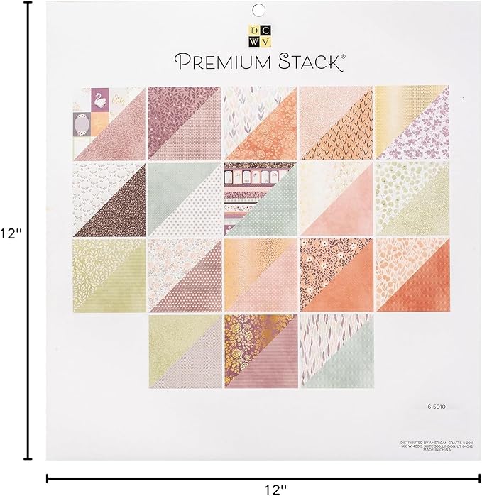 DCWV Printed Cardstock Paper 12x12, 36 Sheets of Scrapbook Paper for Crafts and Card Making, Double Sided Heavy Duty Cardstock with Foil Accents - Subtle & Sophisticated