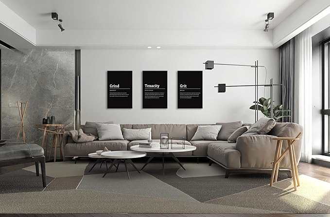 Motivational Canvas Wall Art Inspirational Office Painting Tenacity Noun Grit Noun Positive Quotes Picture Framed Grind Verb Posters Prints for Office Home Living Room Wall Decor[72''Wx 36''H]