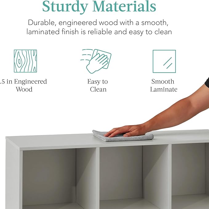 Best Choice Products Kids Bookcase 6-Cube Storage Organizer, 13.5in Shelf Opening, Bookshelf, Toy Storage, Customizable w/ 3 Removable Back Panels – Gray