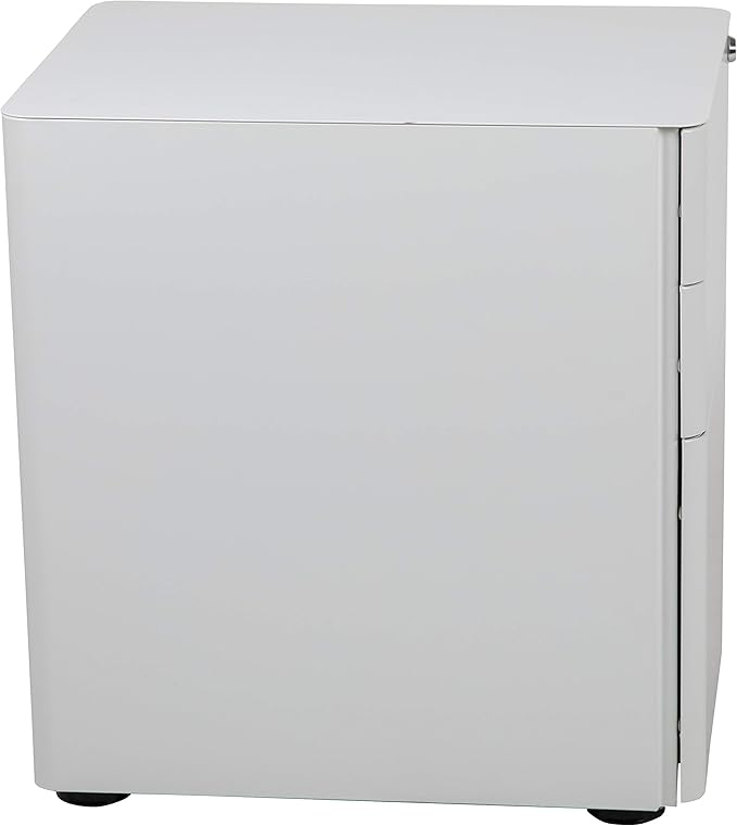 EMMA + OLIVER Modern 3-Drawer Mobile Locking Filing Cabinet Storage Organizer-White