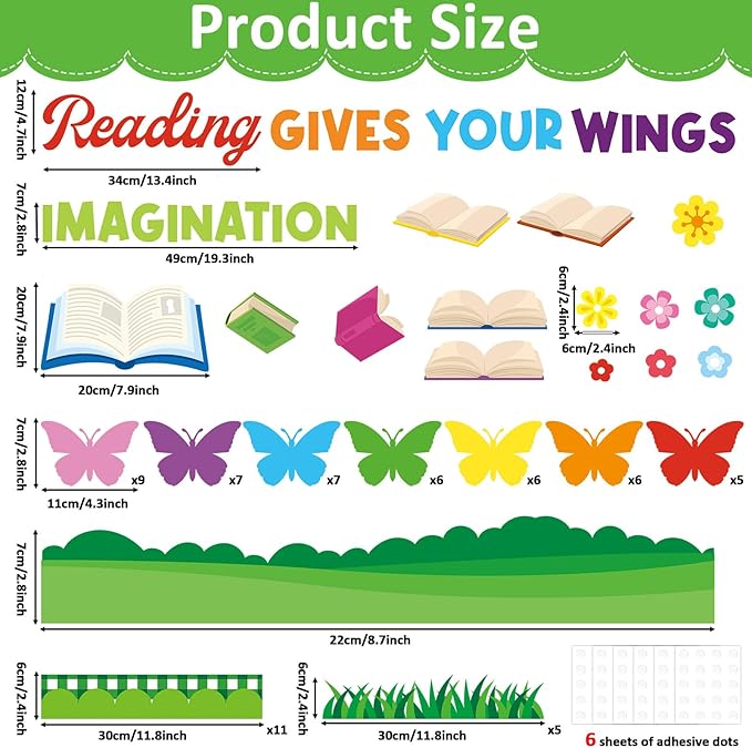Colorful Reading Bulletin Board Decorations 3D Butterfly Bulletin Board Set Reading Gives You Wings Butterfly Paper Cutouts Classroom for Back to School Elementary Classroom Library Chalkboard Decor