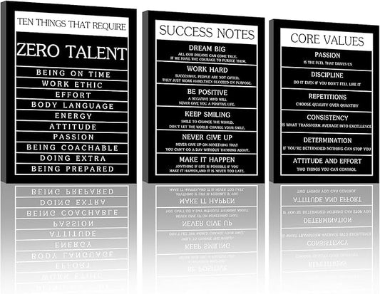 Motivational Wall Decor Inspirational Office Wall Art Decor Posters Prints 3 Pieces Positive Canvas Print Picture for Workplace Classroom Dorm Living Room 12”x16”x3pieces