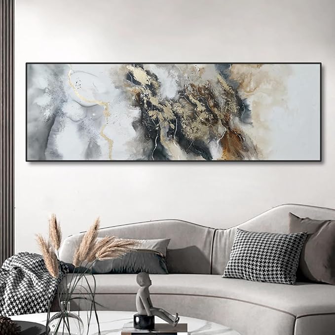 ZHMANLUCK Extra Large Canvas Art Painting Artwork for Office Wall Decor Home Decoration Stretched and Framed Ready to Hang 70x175cm/(28x69inch) with-Black-Frame