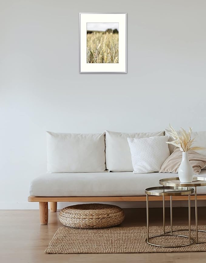 Golden State Art, Gallery Wall Frame Set of 6 - Silver 12x16 Aluminum Photo Frames with Mat for 8.5x11 Pictures - 12 x 16 inch Metal Frame with Real Glass Cover - Elegant Home or Office Decor