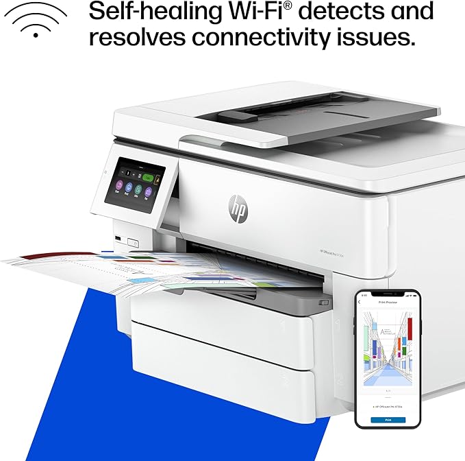 HP OfficeJet Pro 9730e Wide Format Wireless All-in-One Color Inkjet Printer, Print, scan, Copy, ADF, Duplex Printing Best-for-Office, 3 Month Instant Ink Trial Included, AI-Enabled (537P6A)