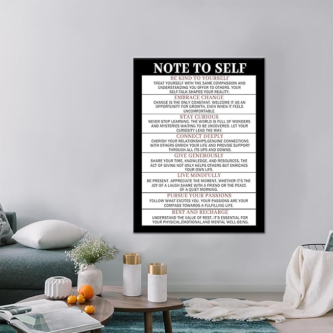 PSYYSP Motivational Wall Decor on Canvas for Classroom Print Poster Note To Self Inspirational Wall Art Prints for Home Living Room Gym Office Decoration Artwork Ready to Hang [30''Wx 40''H]
