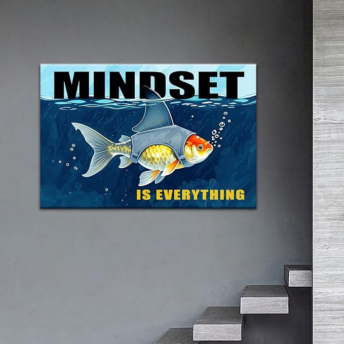 Motivational Canvas Wall Art Inspirational Entrepreneur Quotes Poster Print Mindset is Everything Picture Painting for Modern Home Living Room Classroom Office Wall Decor Artwork [36''Wx24''H]