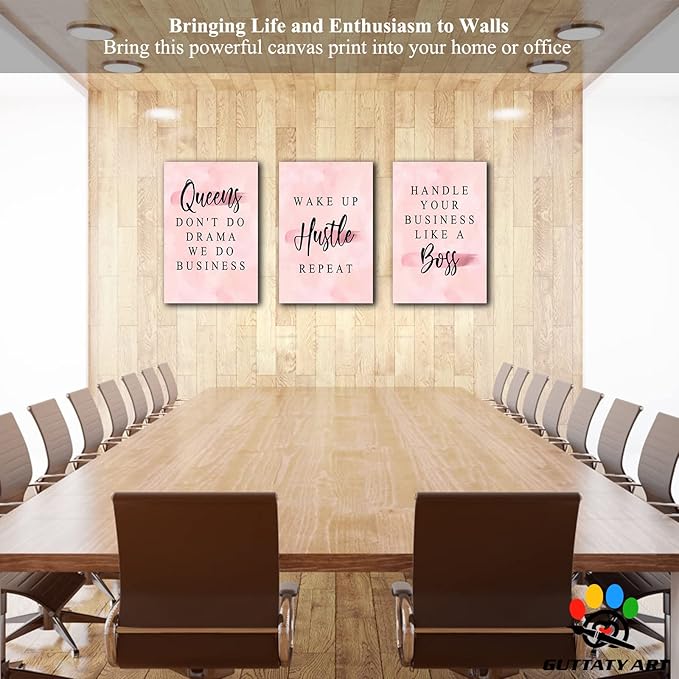 Office Wall Art-3 Panel Motivational Wall Art, Inspirational Quotes Canvas Art for Home Office Wall Decor,Positive Quote Wall Decor, Entrepreneur Words Poster Frame for Company Wall Decor 20”x30”x3Pcs
