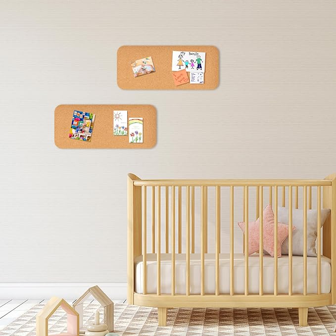 4 PCS 12.5"*5.5" Self-Adhesive Cork Board, 4mm Thick Cork Boards for Walls, 4 Pack 12.5"*5.5" Bulletin Board, Cork Board Tiles for Office, Home, School (4MM-4PC)
