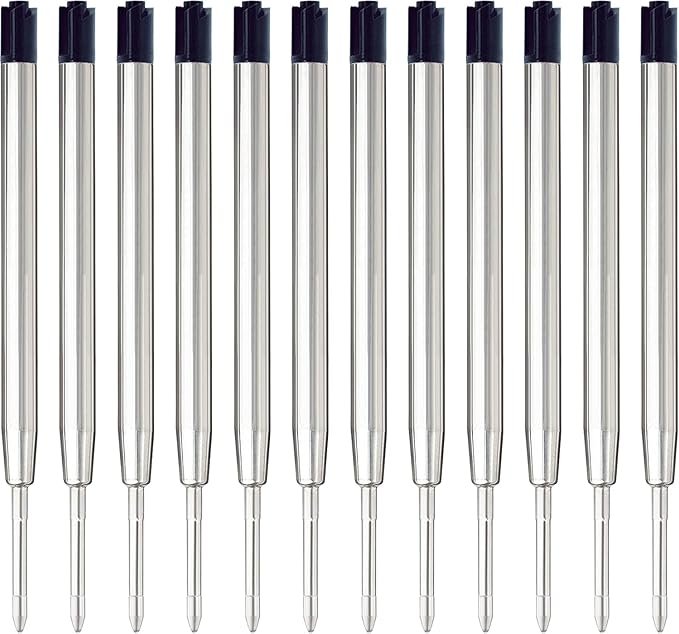Black Ink Pen Refills Ballpoint Black, 12 Pack Ballpoint Pen Refills Medium Point 1.0mm Tip Smooth Writing Pen Refill (12 Black)