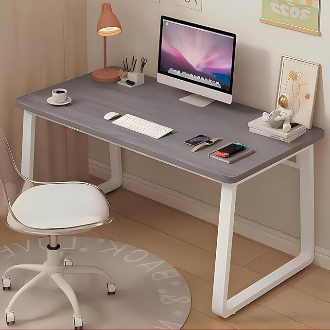 Solid Wood Computer Desk,Modern Simple Computer Desk,Study Writing Desk,Home Office Desk with Metal Legs,Laptop Pc Table Workstation for Home Office(80x60x74cm(31x24x29inch), Grey A)