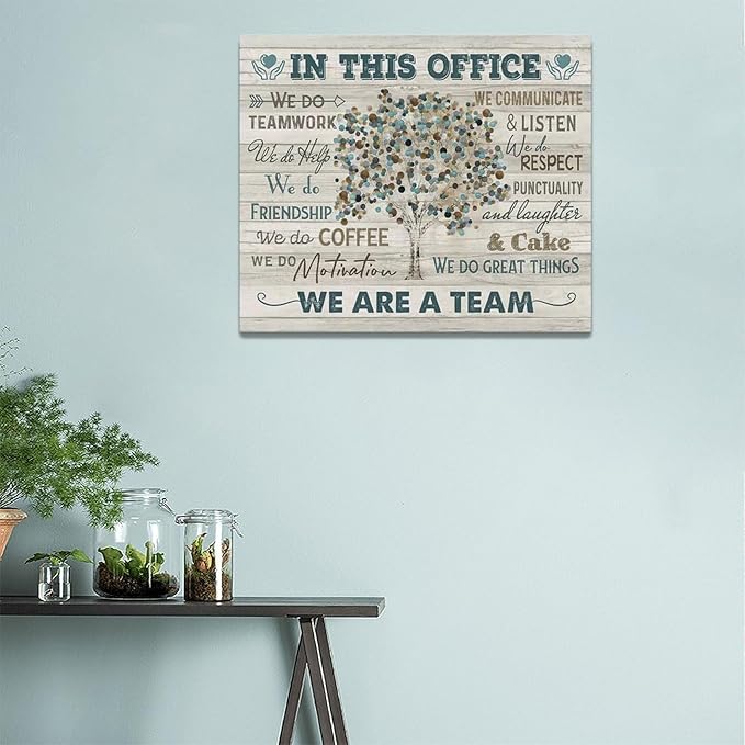 Yibuda In This Office Wall Art Motivational Quotes Pictures Wall Decor We Are A Team Canvas Painting Modern Room Office Decorations Artwork Framed Ready to Hang 24"x20"