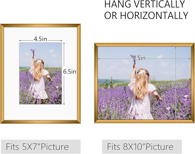 Golden State Art, Gallery Wall Frame Set of 6 - Bronze 8x10 Aluminum Photo Frames with Mat for 5x7 Pictures - 8 x 10 inch Metal Frame with Real Glass Cover - Elegant Home or Office Decor