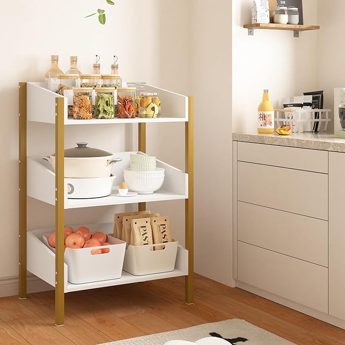 VECELO Bookshelf,Small White Bookcase,3-Tier Open Storage Shelf Organizer,Wood Industrial Shelving Unit for Living Room,Classroom,Office,Dormitory,Bedroom,Dinning Room,Apartments