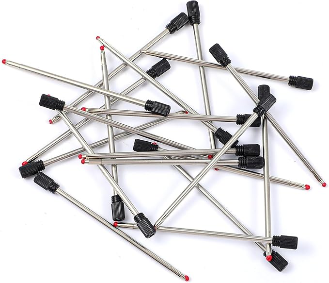 20PCS 2.75in Black Ballpoint Pen Refills, Replaceable 1mm Tip Black Ink Refill Metal Medium Point D1 Refills Metal Ink Pens Refill