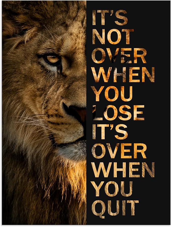 WYJZDZQ8 Inspirational Lion Poster Canvas Wall Art Motivational Animal Picture Painting Print Artwork Office Wall Decor for Living Room Bedroom School Decoration Frame Ready to Hang[30″W X 40″H]