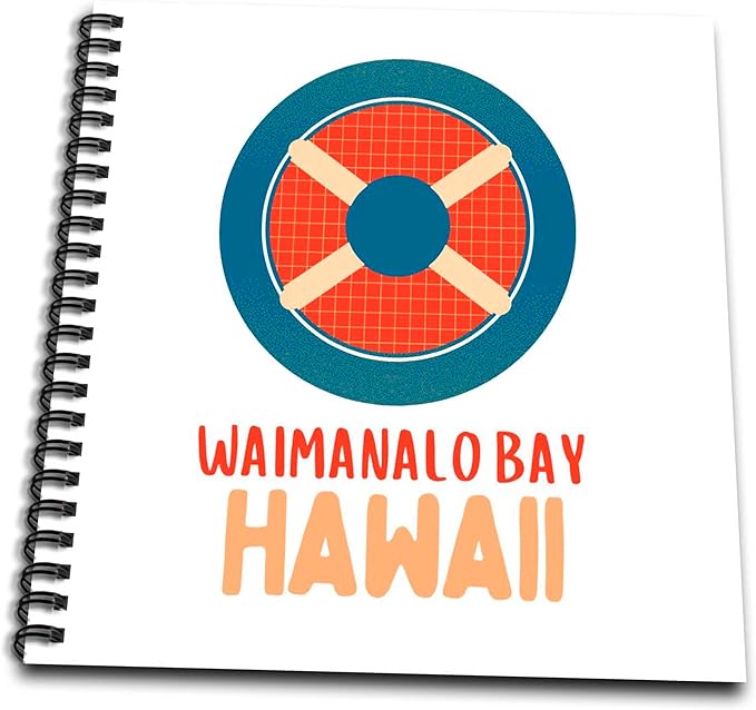 Drawing Book 8 x 8 inch - Waimanalo Bay Hawaii Travel Prints Remembrance Gift 3dRose - Rosette - Hawaii Beach