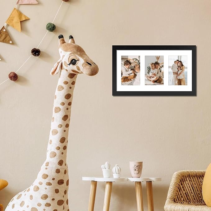 8x14 Collage Picture Frame, 4x6 Picture Frame Collage Frame Display 3 Pcs 4x6 Photos with Mat, or 8x14 Without Mat for Wall Decor - Horizontal or Vertical Wall Mounting, Black (2 Pack)