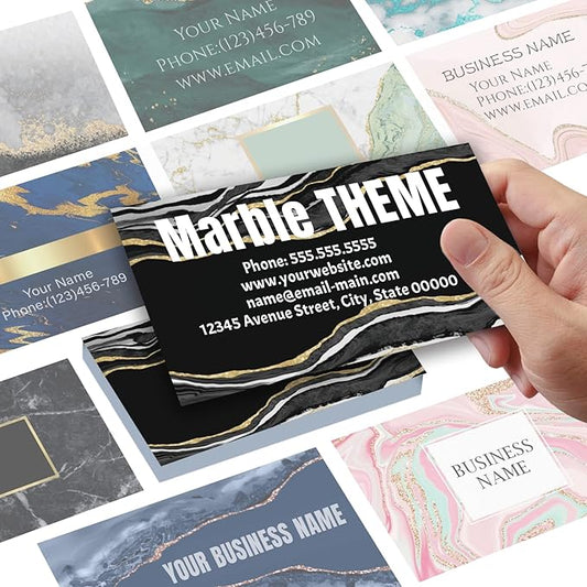 Business Cards Customize with Marble Templates, Custom Business Cards Personalized with Your Logo, 3.5"X 2" 300gsm Matte Paper for Small Business