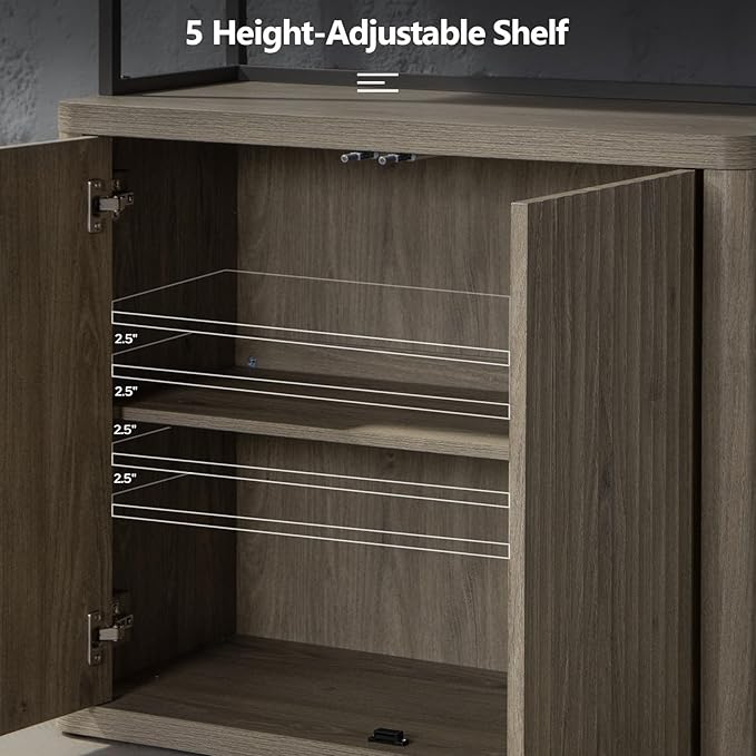 SICOTAS Book Shelf Fluted Bookshelf 71" Tall Bookcase with Doors Storage 5 Tier Mid Century Modern Bookshelves Large Shelves Metal Book Cases for Living Room Office Bedroom Kitchen Library (3PCS)