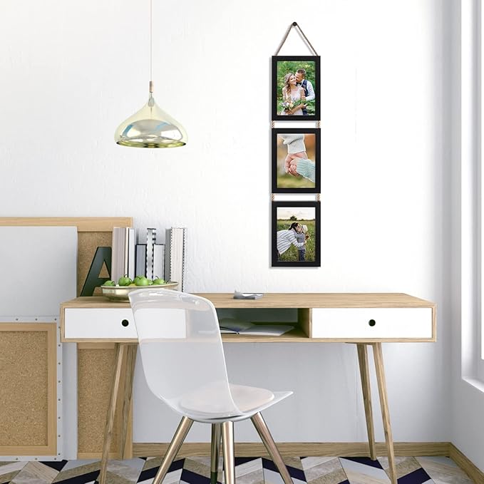 Lavezee 5x7 Picture Frames Collage Wall Decor, Black 6 Opening 5 by 7 Vertical Picture Frame for Wall Hanging, Multiple 5 x 7 Frames for Wedding Birthday Thanksgiving Mother's Day