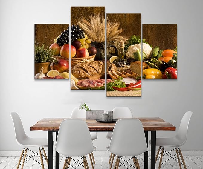 YOUHONG 4 Pieces Kitchen Wall Decor - Fruit Canvas Paintings for Dining Room - Food Wall Art (40''W x 24''H)