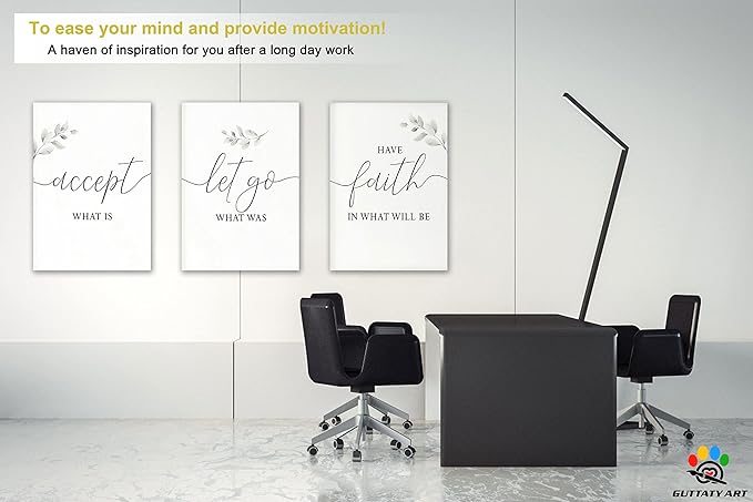 Office Wall Art-3 Panel Motivational Wall Art, Inspirational Quotes Canvas Art for Home Office Wall Decor,Positive Quote Wall Decor, Entrepreneur Words Poster Frame for Company Wall Decor 24”x36”x3Pcs