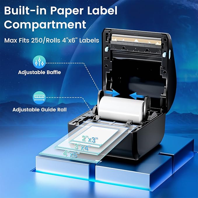 Bluetooth Shipping Label Printer 4x6, D450BT Thermal Label Printer for Shipping Packages, Thermal Printers for Small Business, Compatible with Android, iPhone, Windows, macOS, Tiktok, UPS