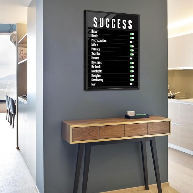 Trendy Success Settings Wall Art Motivational Quotes Inspirational Canvas Poster Large Motto Modern Encouraging Sign Prints Painting For Office Living Room Wall Decor 24x36in Framed