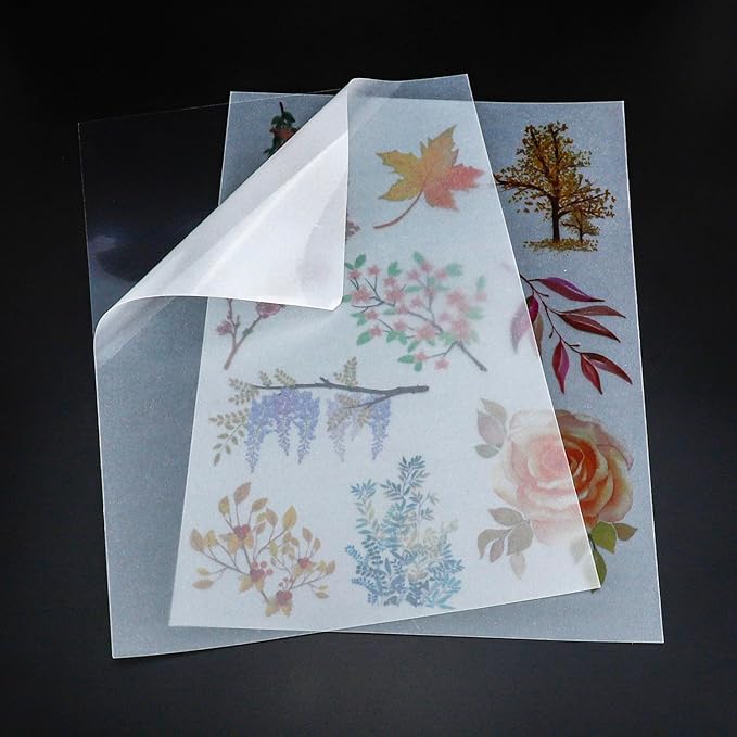Printable Vellum Sticker Paper for Inkjet & Laser Printer - 25 Sheets 8.5"x11" Full Sheet - Translucent Frosted Matte, Aesthetic Tracing Paper for Scrapbooking, Planners, Bullet Journal, DIY Crafts