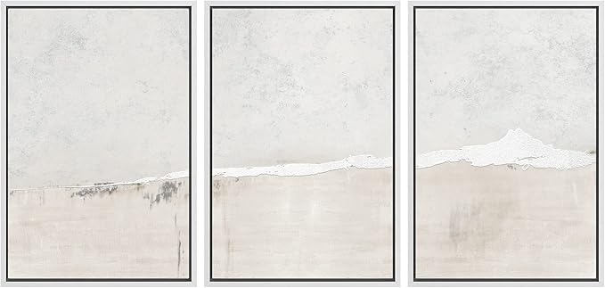 SIGNWIN Framed Canvas Print Wall Art Set Industrial Grunge White Gray Landscape Shapes Abstract Illustrations Modern Art Decorative Nordic Zen for Living Room, Bedroom, Office - 24"x36"x3 White