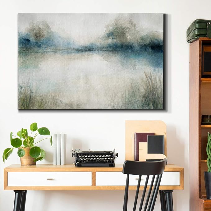 WEXFORD HOME Landscape Wall Art Premium Gallery Wrapped Canvas Abstract Ocean Forest Modern Artwork Decoration for Living Room Kitchen Bathroom Office, Ready to Hang, 24x36