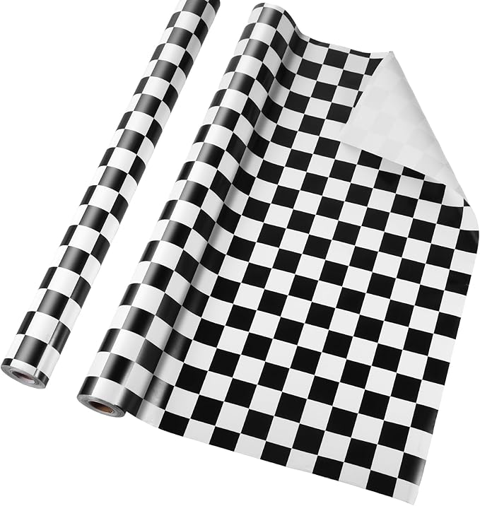 Tenceur Bulletin Board Paper 24 Inch x 100ft Fade Resistant Paper Roll for Classroom Decor (Checkerboard)