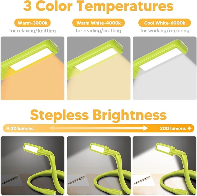 Neck Book Light for Reading at Night, Back to School Supplies Dorm Bed Lamp for College Students Teen Boys Girls Mothers Day Gifts for Wife Grandma Birthday Gifts for Book Lovers Reading Accessories