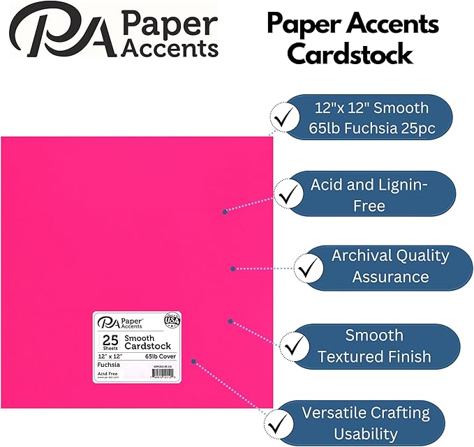Cdstk Smooth 12x12 65lb 25pc Pk Fuchsia