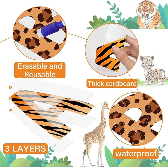 150 PCS Large 6" Bulletin Board Letters Set, Safari Jungle Classroom Alphabet Cutout Letter for Bulletin Board Display Home School, A Great Helper to Inspire Students' Learning Interest