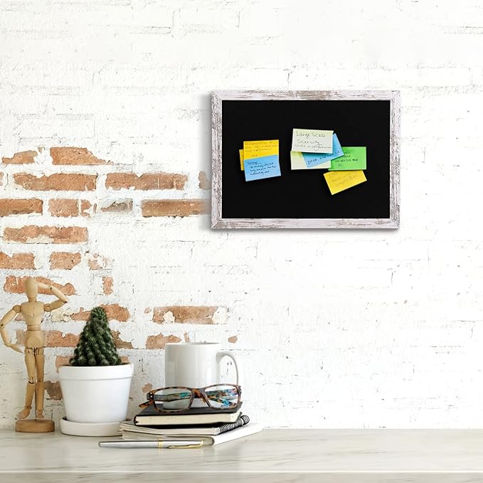 Black Felt Bulletin Board, 17x13 inches Decorative Hanging Bulletin Boards for Walls with Wood Frame, Pin Board Vision Board for Office Home Kitchen and School with Pins (4333,WH,1pc)