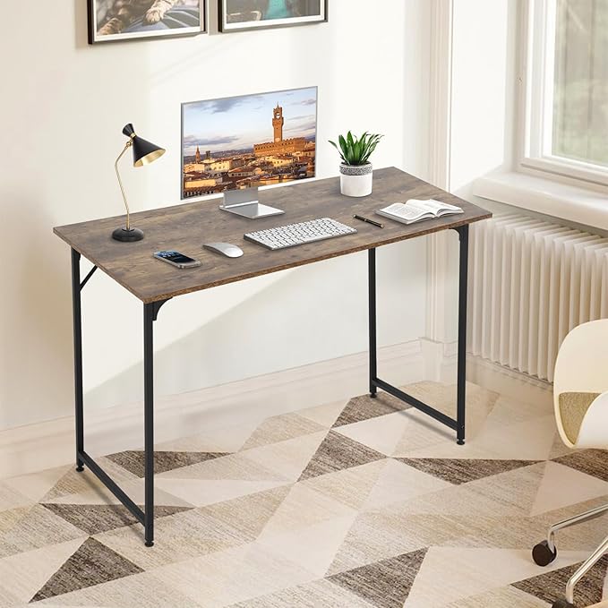 32 Inch Small Computer Desk, Metal-Framed Home Office Desk, Modern Study Table for Home Office Study and Writing,Vintage