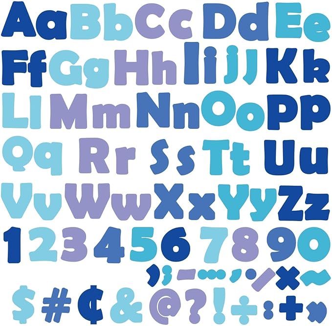 260 PCS Bulletin Board Letters for Classroom 4" Letter Combo Pack Set Blue Ocean Under the Sea Winter Decorations Alphabets Numbers Symbols Letters for Bulletin Board Cutouts Cards for Classroom Decor
