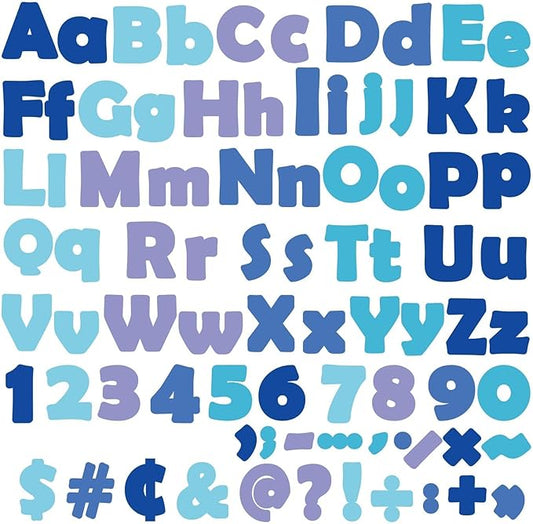 260 PCS Bulletin Board Letters for Classroom 4" Letter Combo Pack Set Blue Ocean Under the Sea Winter Decorations Alphabets Numbers Symbols Letters for Bulletin Board Cutouts Cards for Classroom Decor
