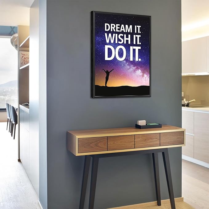 Funky Motivational Quotes Wall Art Trendy Motivational Dream It Wish It Do It Canvas Poster Work Motivation Hustle Inspiring Prints Painting For Office Living Room Wall Decor 16x24in Framed